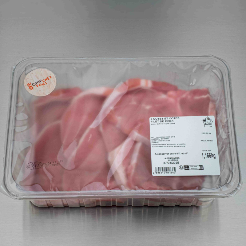 C&ocirc;tes de porc premi&egrave;re 1kg200 env. (8 c&ocirc;tes) | Calidel Pro