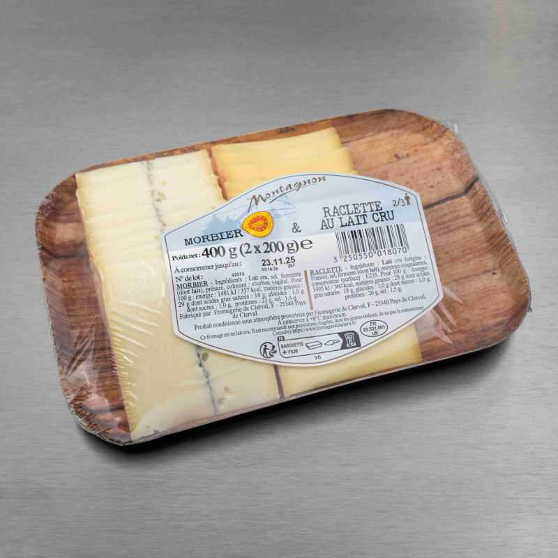 Raclette au lait cru et au morbier tranchée AOP 400 g | Calidel Pro Raclette au lait cru et au morbier tranchée AOP 400 g | Calidel Pro