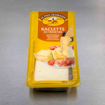 Raclette au lait pasteuris&eacute; tranch&eacute;e 400 g