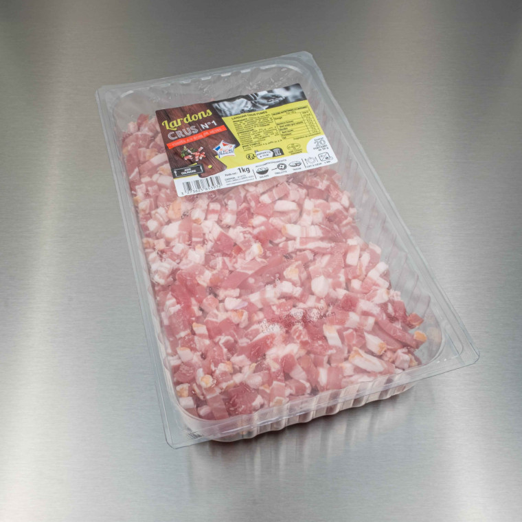 Lardons crus fum&eacute;s 1 kg | Calidel Pro