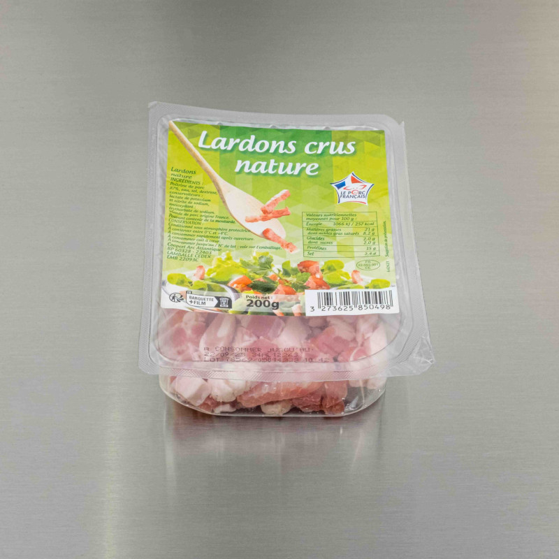 Lardons crus nature 200 g | Calidel Pro