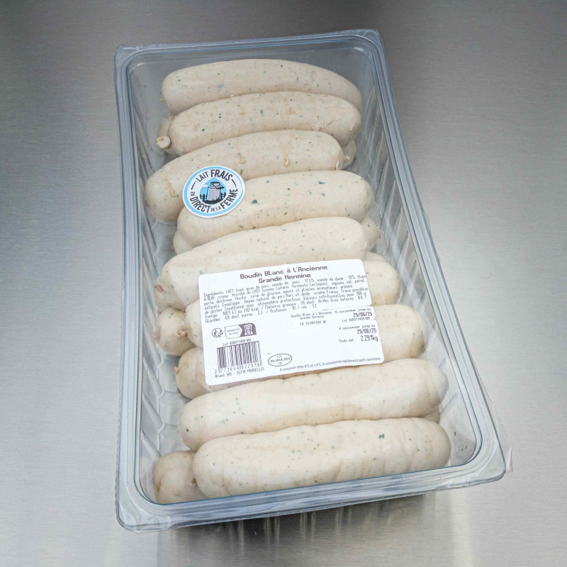 Boudin blanc "Grande Hermine" &agrave; l'ancienne 2kg400 env. (18 boudins) | Calidel Pro