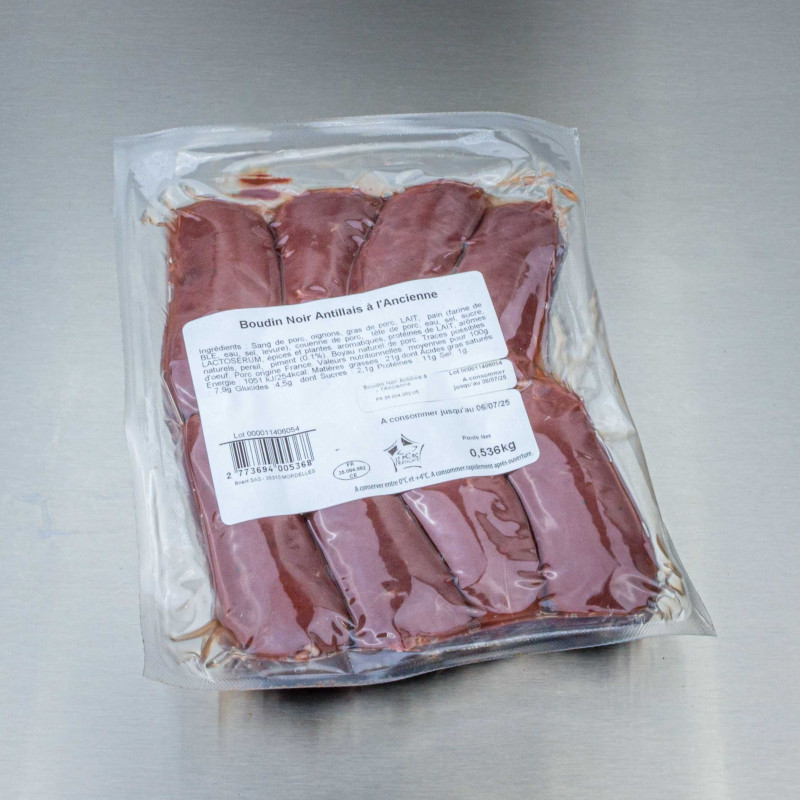 Boudin noir antillais &agrave; l'ancienne 500 g env. (8 boudins de 60 g) | Calidel Pro