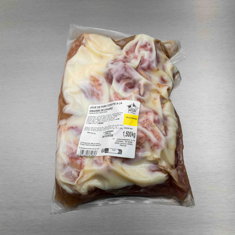 Noix de joue de porc confites &agrave; la graisse de canard 1kg500 | Calidel Pro