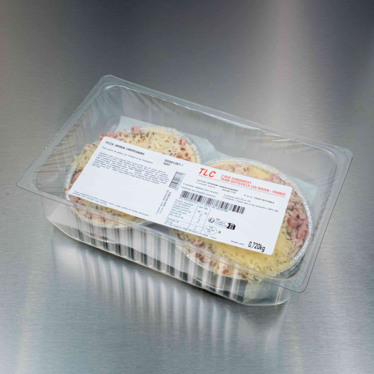 Pizza individuelle jambon champignons (4 pizzas de 180 g) | Calidel Pro