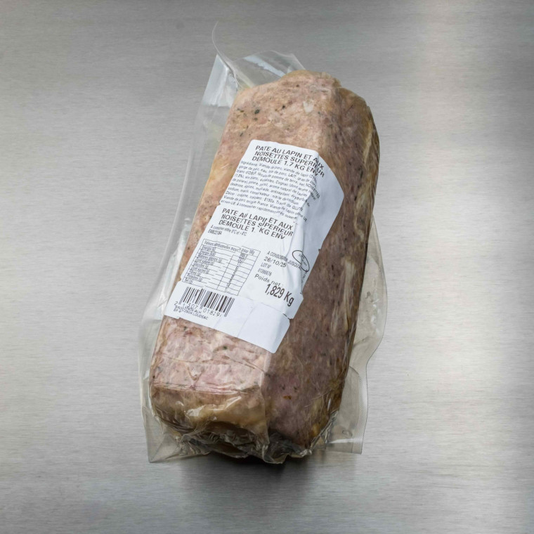 P&acirc;t&eacute; au lapin et aux noisettes sup&eacute;rieur d&eacute;moul&eacute; 1kg800 env. | Calidel Pro
