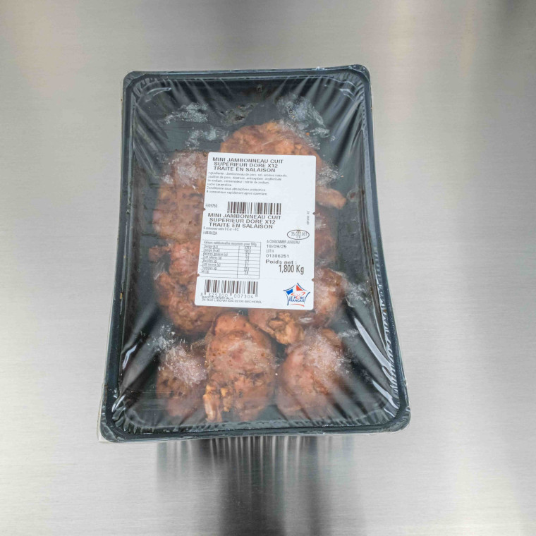 Mini-jambonneau cuit sup&eacute;rieur dor&eacute; avec os 1kg800 (12 mini-jambonneaux de 150 g) | Calidel Pro