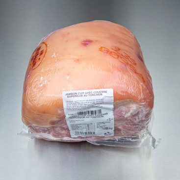 Jambon cuit sup&eacute;rieur avec couenne au torchon 6kg900 env.