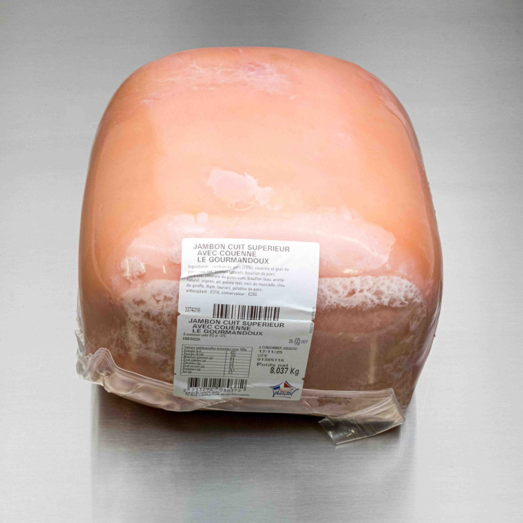 Jambon cuit sup&eacute;rieur avec couenne 8kg400 env. | Calidel Pro