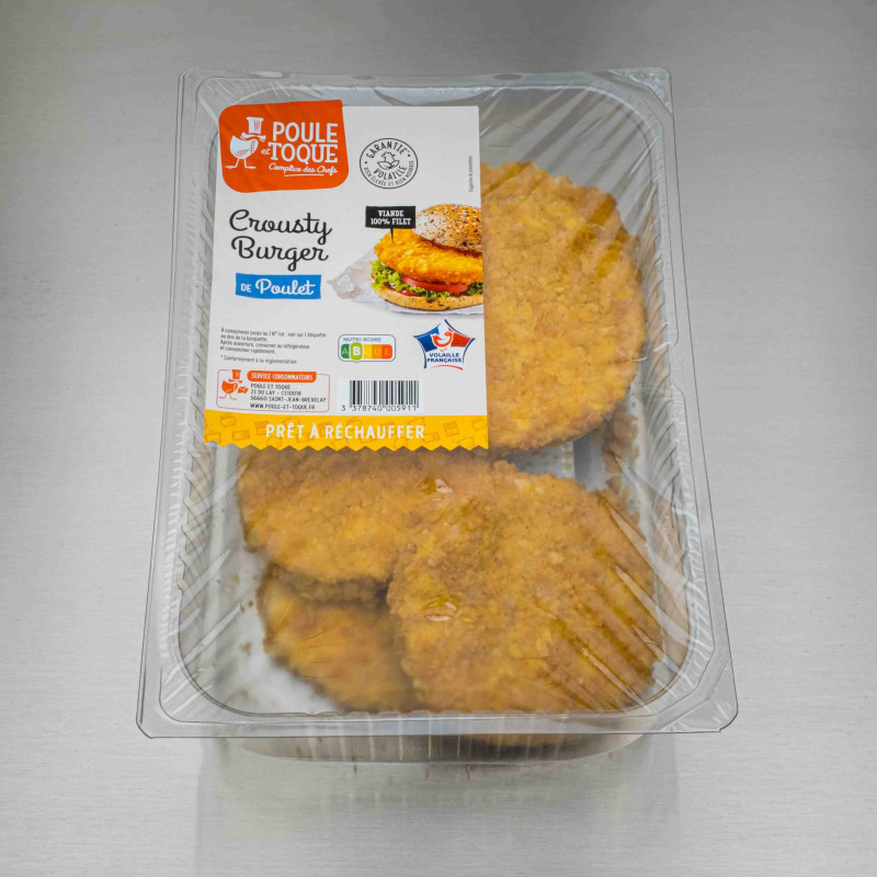 Filets de poulet pan&eacute;s crousty burger 720 g (6 pi&egrave;ces de 120 g) | Calidel Pro