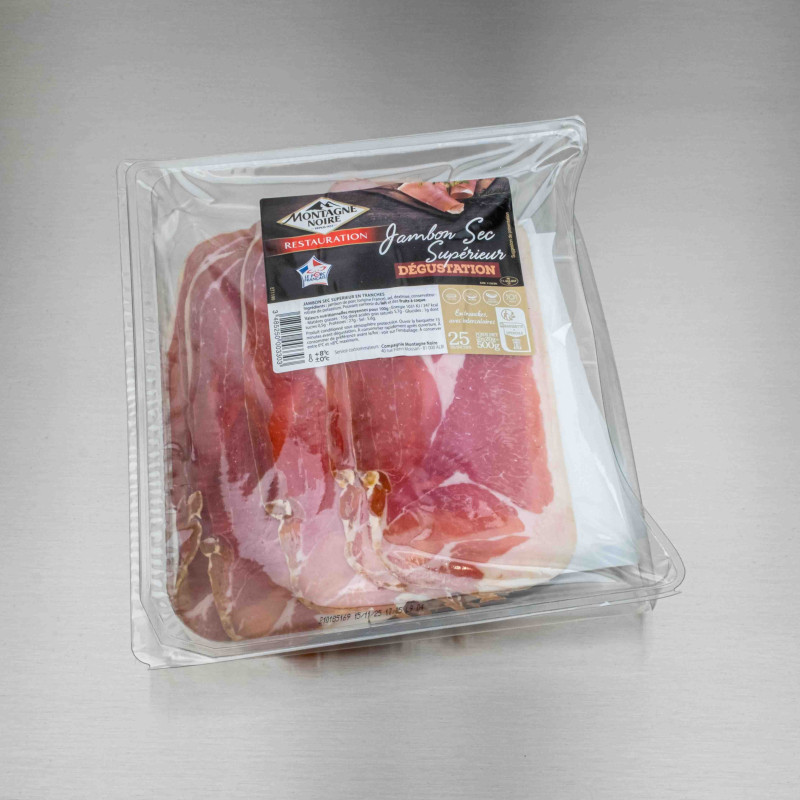 Jambon sec sup&eacute;rieur tranch&eacute; 500 g (25 tranches de 20 g) | Calidel Pro