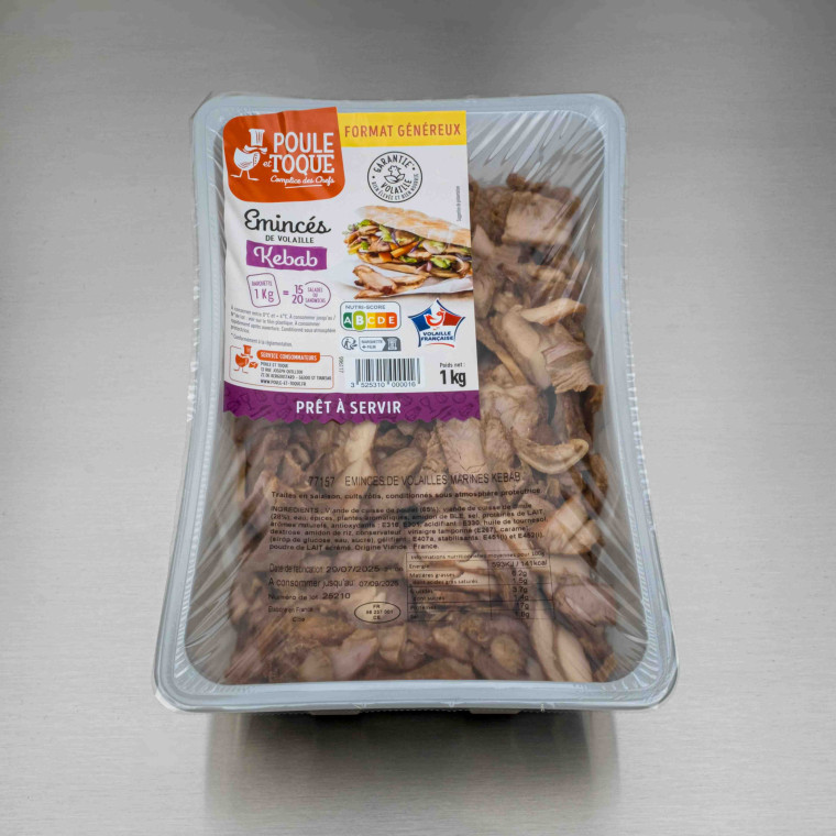 &Eacute;minc&eacute;s de volailles marin&eacute;s kebab cuits 1 kg | Calidel Pro