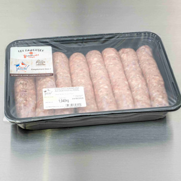 Saucisses de porc aux oignons et persil