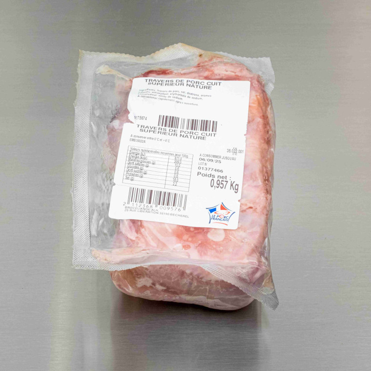 Travers de porc cuit sup&eacute;rieur 900 g env. | Calidel Pro