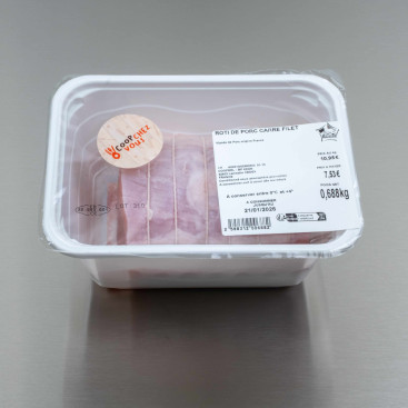 Carré de porc sans os cru demi-sel fumé 700g env.