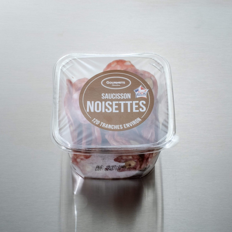 Saucisson sec aux noisettes tranch&eacute; 90 g | Calidel Pro