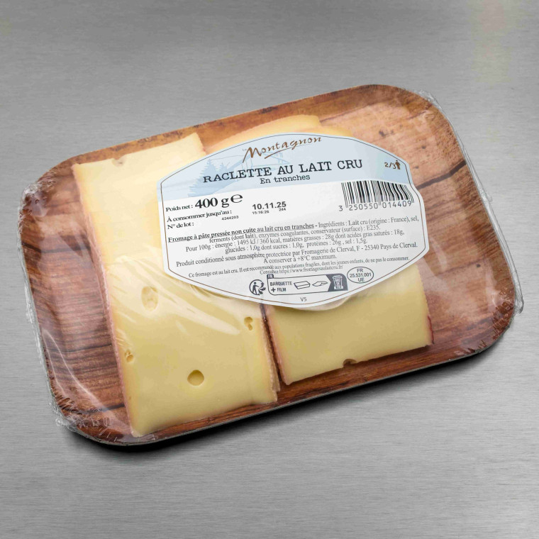 Raclette au lait cru tranch&eacute;e 400 g - vue principale du produit