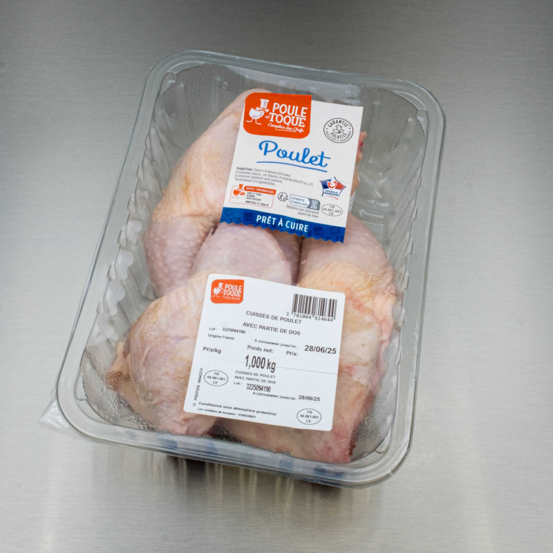 Cuisse de poulet avec dos 1 kg (env. 4 cuisses) - vue principale du produit Cuisse de poulet avec dos 1 kg (env. 4 cuisses) - vue principale du produit