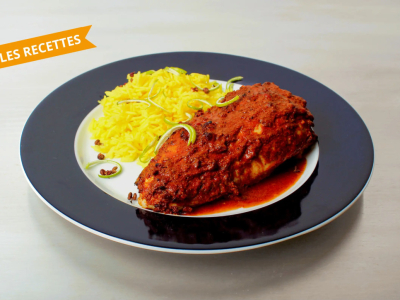 Poulet Tandoori, riz jaune